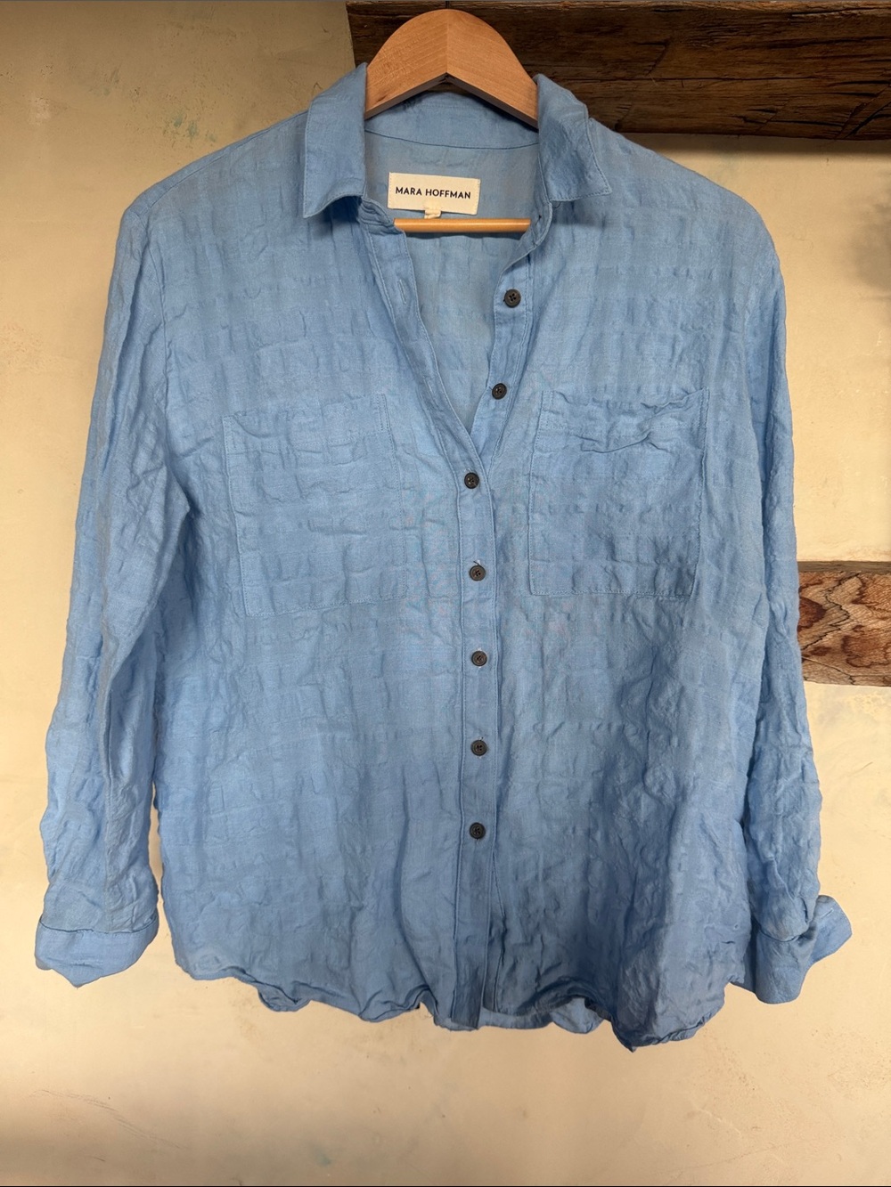 Mara Hoffman Sky Blue Linen Cotton Button-Down Shirt